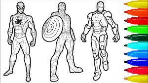Seven members of justice league. Spiderman And Avengers Superheroes Coloring Pages Avengers Colouring Pages For Kids Youtube