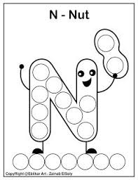 Set Of Abc Dot Marker Coloring Pages Letter N For Nut Dot Marker Printables Dot Markers Preschool Coloring Pages