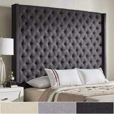 88 queen bed modern tall button tufted headboard velvet antique brass legs. Naples Wingback Button Tufted Tall Headboard By Inspire Q Artisan Overstock 19511535