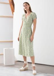 Floral Printed Wrap Dress Green Floral Wrap Dresses Other Stories Spring Outfits Casual Wrap Dress Floral Wrap Dress
