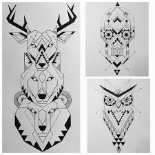 Sacred Geometry Animals And Skull Totem Tattoo Geometric Wolf Totem Pole Tattoo