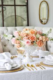 Romantic Spring Dining Table By Decor Gold Designs Dining Table Decor Centerpiece Dining Table Decor Dining Room Centerpiece