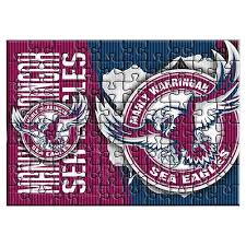 1956 in 1956 the calm and boring logo was changed to a delightful and modern emblem, where the burgundy and white eagle with smooth. Manly Sea Eagles Logo Puzzle Manly Sea Eagles Merchandise Nrl Merchandise Sporting Goods Thebedroom Com Au The Bedroom