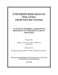 Futsal merupakan olahraga yang banyak diminati banyak orang, terutama bagi pelajar dan mahasiswa. Pdf Universiti Kebangsaan Malaysia Fakulti Sains Dan Teknologi A Study On Possible Alternative Resources Of Chromium Cobalt And Nickel Shiezi Kien Academia Edu