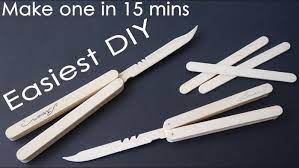 We will need a sheet of a4 and 5 sheets of a6, scissors, glue and a hole punch. Easiest Way To Make Butterfly Knife Make One In 15 Mins Butterfly Knife Popsicle Sticks Craft Stick Crafts