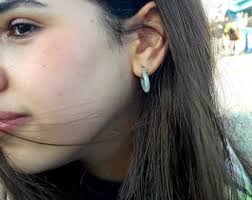 White Pearlescent Hoop Hypoallergenic Earrings