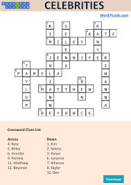 You can play it any day of the week! Gratis Celebrity Crossword Puzzle