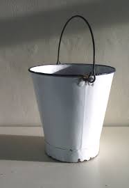 Vintage Enamelware White Enamel Bucket Pail Watertight Vintage Enamelware Enamelware White Enamel