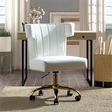 Designed by mark daniel of slate design, buttery suede office chair with pleated channels sits atop brushed brass base. Amazon Com Velvet Fabric Task Chair With Mid Back Upholstered Swivel Wheels Adjustable Armless Desk Chair For Living Room Bedroom Vanity Computer Home Office Chair Fushia Kitchen Dining