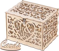 Compare prices for weddings boxes. Glm Wedding Card Box With Lock Up To 300 Cards Diy Rustic Wood Design Gift Card Holder For Wedding Reception Shower Anniversary Amazon De Home Kitchen