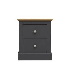 Rustic nightstands & bedside tables : Lpd Furniture Devon 2 Drawer Bedside Cabinet Charcoal Grey Leader Furniture