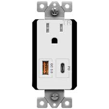 Ge 6 outlet wall plug adapter power strip, extra wide spaced outlets, power adapter, 3 prong, multi outlet wall charger, quick & easy install, for home office, black, 45201. Quick Charge 3 0 Usb And Power Delivery Charging Outlet 15a 125v Tamper Resistant White Topgreener