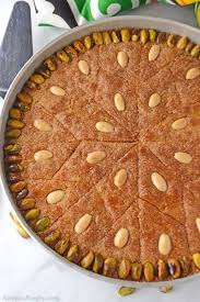 Basbousa Semolina Cake Recipe Semolina Cake Almond Cakes Lebanese Desserts