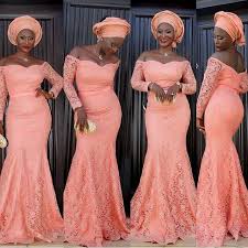 Peach Asoebi Nigerian Lace Dress Lace Dress Styles Nigerian Lace Styles
