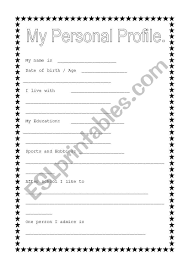 If you're using twitter to discuss stuff related to your these are included in a basic resume for students. English Worksheets My Personal Profile