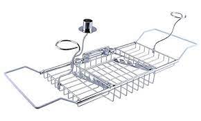 A bathtub caddy for two has two drink holders and matching spa trays on each side. Tita Dong Bathtub Caddy Tray Stainless Steel Bathroom Rack With Extending Sides Candle Wine Glass Holder Waterproof Reading Book Rack Perfect For Kindle Cellphone Tablet Ipad 24 33 X3 3x7 9 In Buy Online In Bahamas At