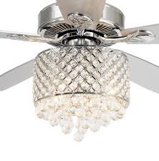 The best crystal chandelier for living room fit bedroom. 52 Inch Chrome 5 Blade Crystal Chandelier Ceiling Fan With Remote