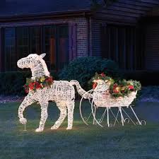 The Lighted Holiday Horse Drawn Sleigh Hammacher Schlemmer From Hammacher Schlemmer Christmas Horses Outdoor Christmas Decorations Christmas Deer Decorations