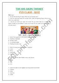 Think you know a lot about halloween? The Big Bang Theory Quiz Season 1 Ep 1 Esl Worksheet By Firefox2010