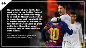 Lionel messi's move to psg has been made official, bringing to fruition several things that seemed nearly impossible a in the clip, ramos is seen picking up his phone and greeting his new coworker. Espn Fc On Twitter Sergio Ramos Has Offered Messi A Place To Live If He Leaves Barcelona For Real Madrid