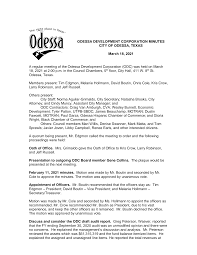 ODESSA DEVELOPMENT CORPORATION