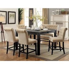 Sania Iii Counter Height Dining Set W Beige Chairs And Bench By Furniture Of America Furniturepick