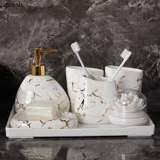 Discover the best bathroom accessory sets in best sellers. 2021 6 Set Gold Marble Ceramics Bathroom Accessories Set Soap Dispenser Toothbrush Holder Tumbler Soap Dish Bathroom Products From Winwood 62 4 Dhgate Com