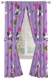 Country style curtains are plentiful at swags galore with styles like european toile layered over soft bridal lace balloon shades or maybe a buffalo check curtain with a macramé boarder layered over a sheer curtain and there's always just a plain white lace panel accented with a lace top treatment. Disney Minnie Mouse Window Panels Curtains Drapes Pink Bow Tique 42 X 63 Each Tv Movie Character Toys