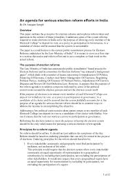 An Agenda For Serious Election Reform In India Sumbitted To The Goi