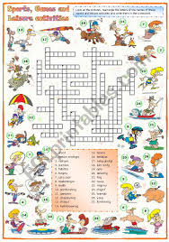 The best free online crossword is brand new, every day. Sports Games And Leisure Activities Crossword 2 Of 3 Esl Worksheet By Mpotb