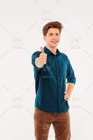 A few years or a few dozen years. Attractive Smiling Boy 18 Years Old Student Showing Thumbs Up On White Background Stock Photo 06bcc52e A1b1 4297 87d5 D4b59d04e7b0