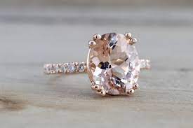 1ct oval morganite 14k rose gold ring. 14k Rose Gold Elongated Oval Cut Pink Morganite Diamond Engagement Rin Brilliant Facets