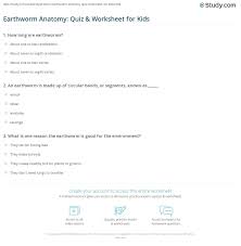 Earthworm Anatomy Quiz Worksheet For Kids Study Com