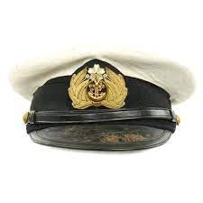Original Wwii Imperial Japanese Navy Officer Visor Cap With White Summer Cover Imperial Japanese Navy White Summer Visor Cap