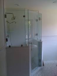 Custom Frameless Half Wall Neo Angle Shower Door In Polished Chrome Corner Shower Enclosures Neo Angle Shower Neo Angle Shower Enclosures