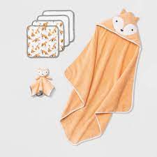 Organic cotton baby towels scarf swaddle bath towel newborns handkerchief wipe. Baby Fox Bath Towel And Washcloth Set Cloud Island Orange Target