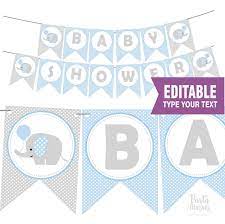 Cute Printable Elephant Baby Shower Banner Printable Flag Etsy Recuerdos De Baby Shower Pancarta Imprimible Ducha De Bebe Elefante