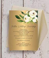 50th wedding anniversary flowers uk. Gold Cream Flowers 50th Golden Wedding Anniversary Invitation From 0 90 Each
