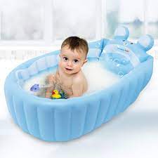 This bath tub for baby features an infant hammock like sling inside the tub and holds a growing baby better during bath time comfortable newborn bath: Buy Relaxing Baby Inflatable Baby Bathtub Newborn Baby Bathtub Seat For Infant Non Slip Baby Pool For Sitting Up Portable Toddler Tub Shower Foldable Travel Tub With Pool Toy Air Pump Accessories Online