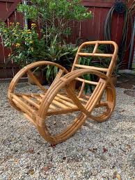 Sold Vintage Rattan Full Pretzel Lounge Chair Bamboo Boho Etsy Vintage Rattan Furniture Boho Patio Rattan