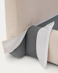 Beige Blok bed with removable covers for 180 x 200 cm mattress FSC Mix  Credit | Kave Home International