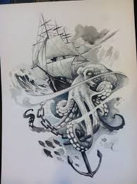 анджей сапковский бестиарий создания света мрака полумрака и тьмы Clipper Ship And Octopus Watercolor Kraken Tattoo Ocean Tattoos