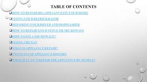 Bills' appliance repair is classified under major appliance service & repair and has been in business for 10 or more years. Appliance Repair Table Of Contents How To Repair Big Appliances In Your Home How To Repair Big Appliances In Your Home Fixing Your Refrigerator Fixing Ppt Download
