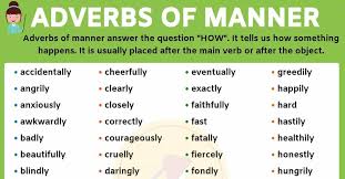 Adverbs Of Manner Answer The Question How It Tells Us How Something Happens It Is Usually Placed After The Main Verb Or A Adverbs List Of Adverbs Main Verbs