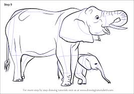Extend a long, curved line from one side of the oval. Learn How To Draw An Elephant Mother And Baby Other Animals Step By Step Drawing Tutorials