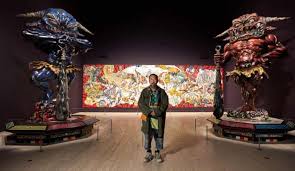 Takashi Murakami Japan S Rock Star Artist Unveils 10 Metre Stupid Cat Painting Cat Painting Takashi Murakami Stupid Cat