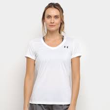 Camiseta Under Armour V Neck Tech Feminina Branco Preto Netshoes