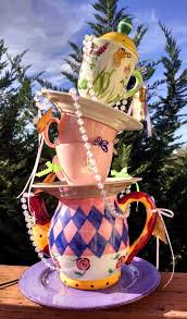 Mad Hatter Tea Party Centerpiece Decor Alice In Wonderland Decorations Teapot Teacup Stack Baby Bridal Shower Wonderland Drink Me Eat Me Dec Alice In Wonderland Decorations Tea Party Centerpieces Mad Hatter Baby Shower