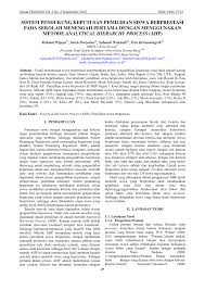 It is a domain having sch.id extension. Pdf Sistem Pendukung Keputusan Pemilihan Siswa Berprestasi Pada Sekolah Menengah Pertama Dengan Menggunakan Metode Analytical Hierarchy Process Ahp