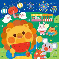 残暑お見舞い申し上げます まだまだ暑い日が続きますが 夏バテしないように気をつけながら残りの夏を楽しみましょうー 残暑見舞い 暑中見舞い 夏祭り 花火 すいか 夏 summer 幼稚園 保育園 子ども イラスト illustra 夏祭り ポスター 夏祭り